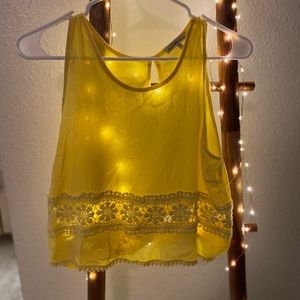 Sunny yellow eyelet lace tank
